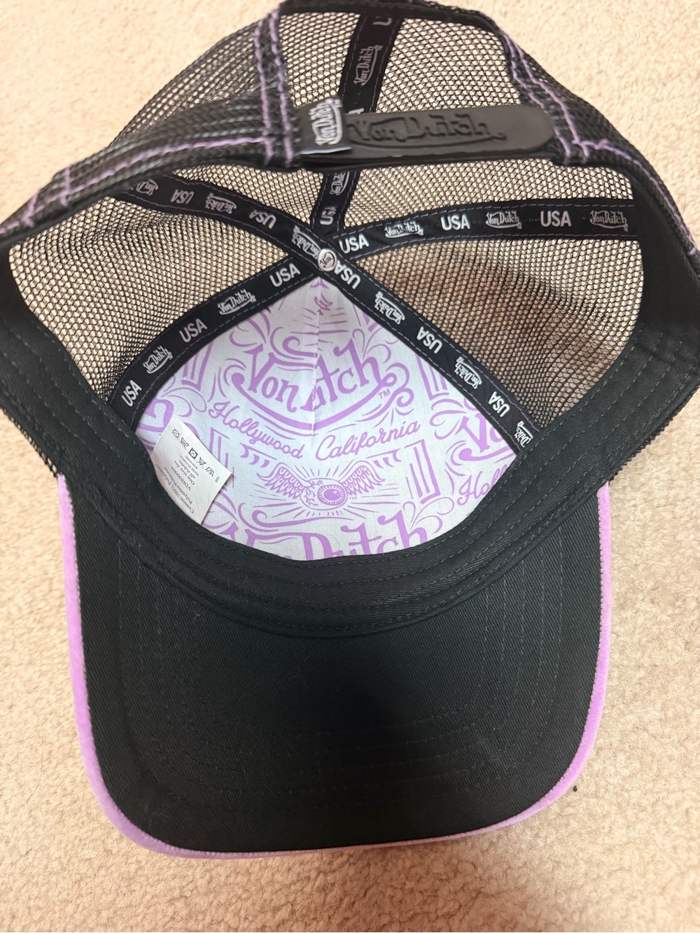 Von Dutch Lilac and Black Trucker Hat - Picture 3 of 3